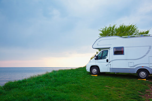with camper along mediterranean