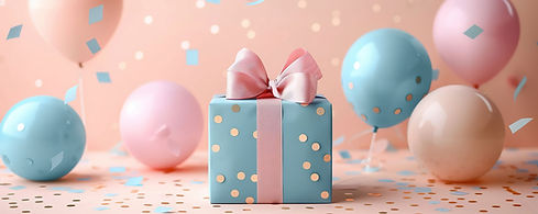 Boîte cadeau et ballons
