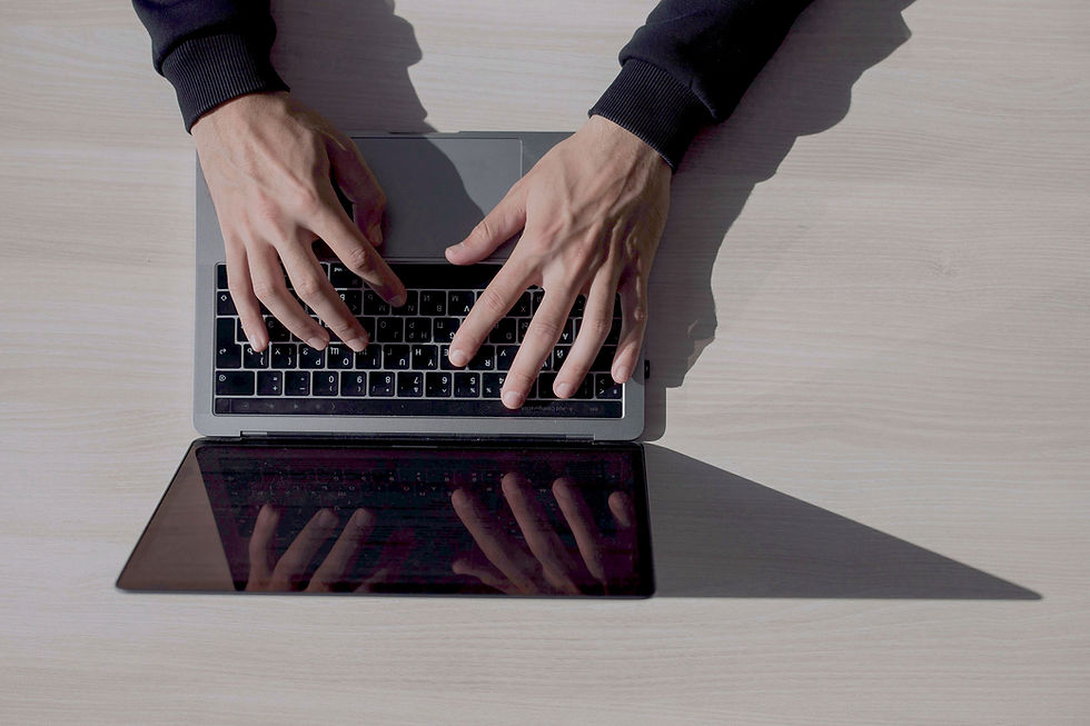 Typing on Laptop