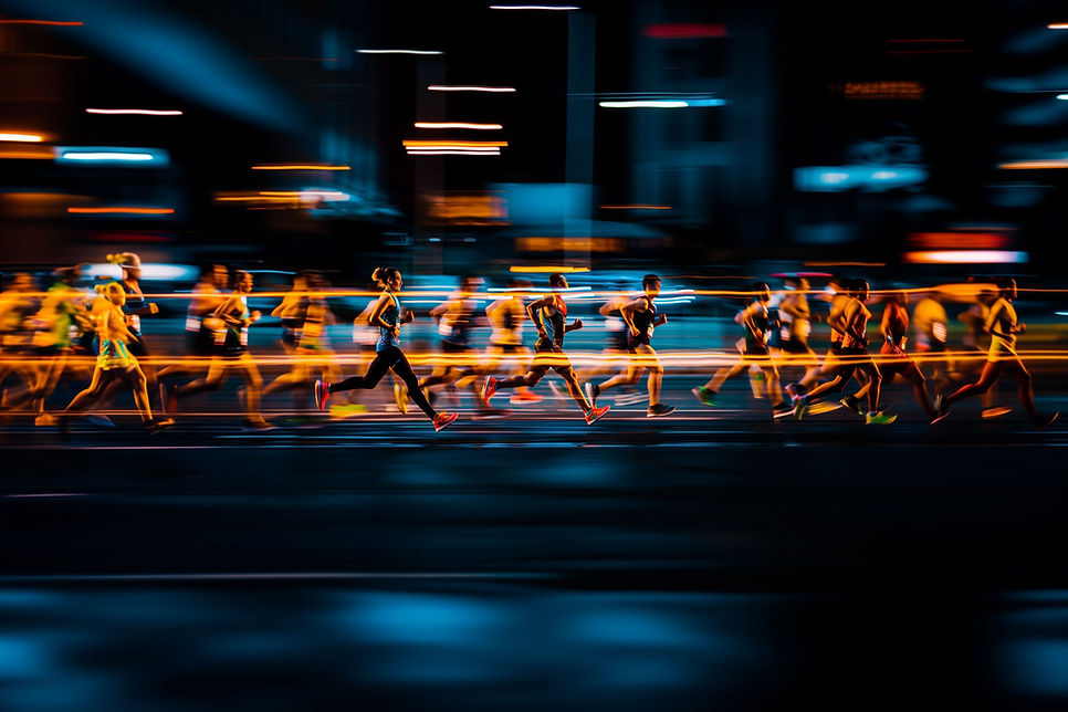 Marathonläufer bei Nacht