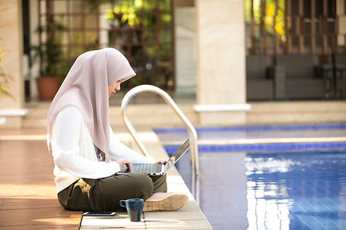Women with veil on work