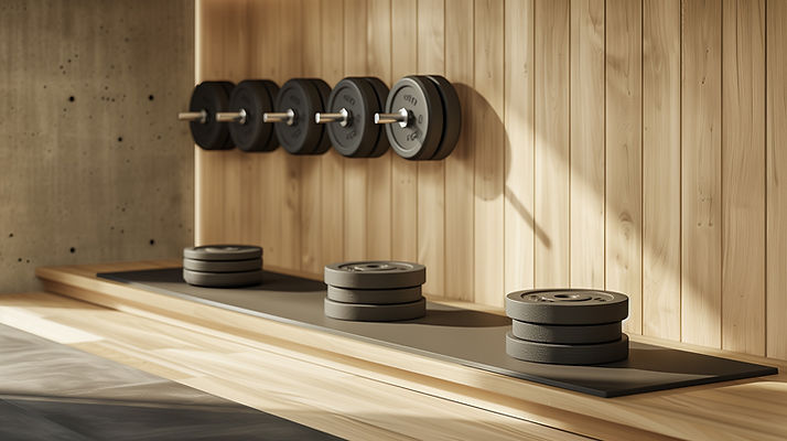 Stacked Weight Plates in Gym