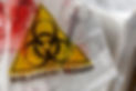 A biological hazard bag with bloody contaminated material inside
