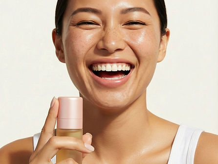 A woman with smooth, youthful skin smiling confidently, showcasing the natural-looking results of anti-wrinkle treatments