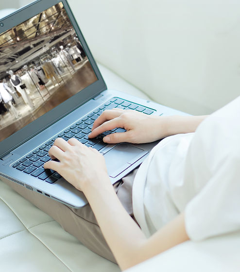 Working on the laptop