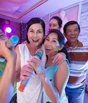Asian family karaoke night