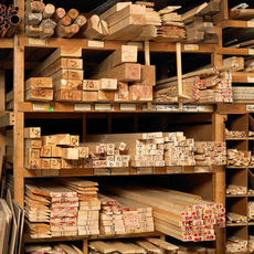 Selection of timber at timber merchants yard