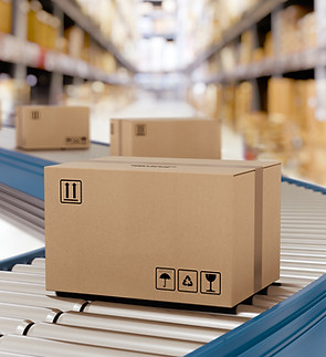 コンベヤベルト上のボックス