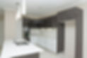 New modern kitchen with island bench and hanging lights