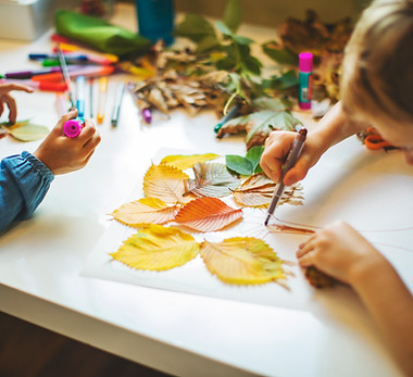 Children Crafting Leaves