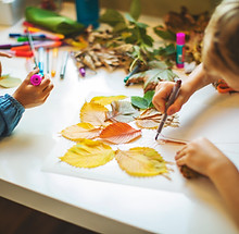 Children Crafting Leaves