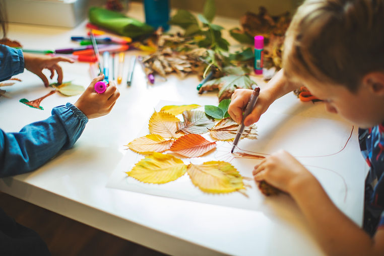 Children Crafting Leaves