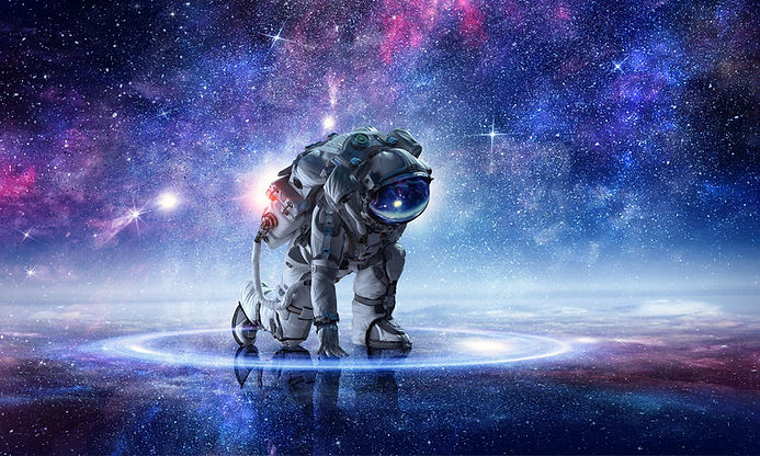 Astronauta arrodillado