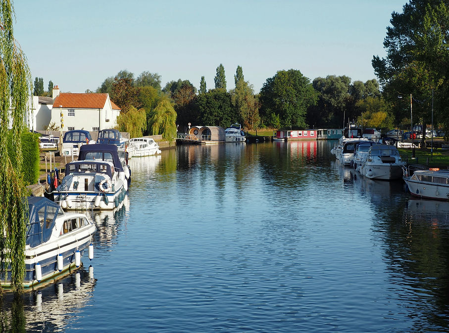 Boats Moored In River Against Sky In Beccles