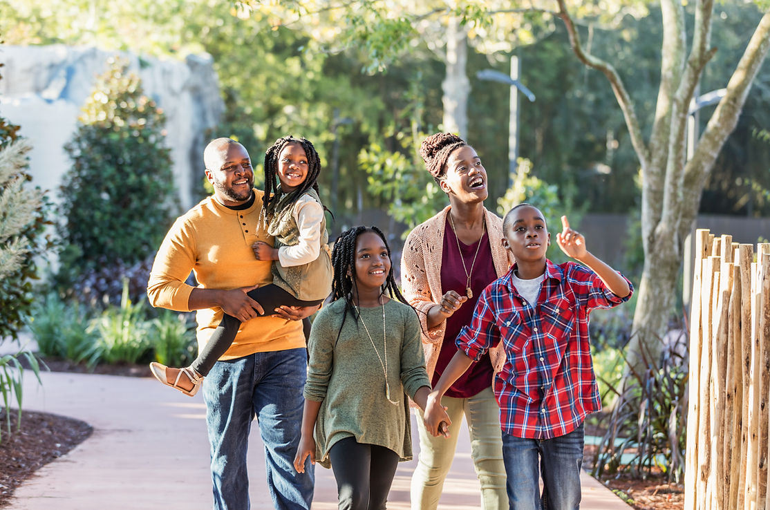 Family Strolling Outdoors