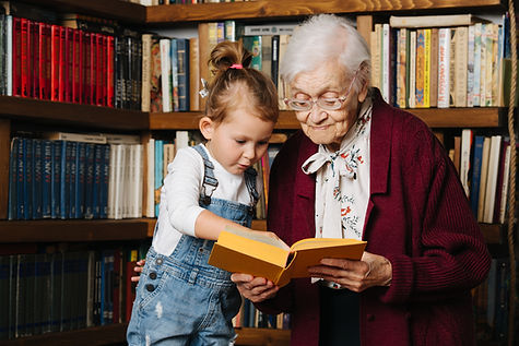 In the library with the family