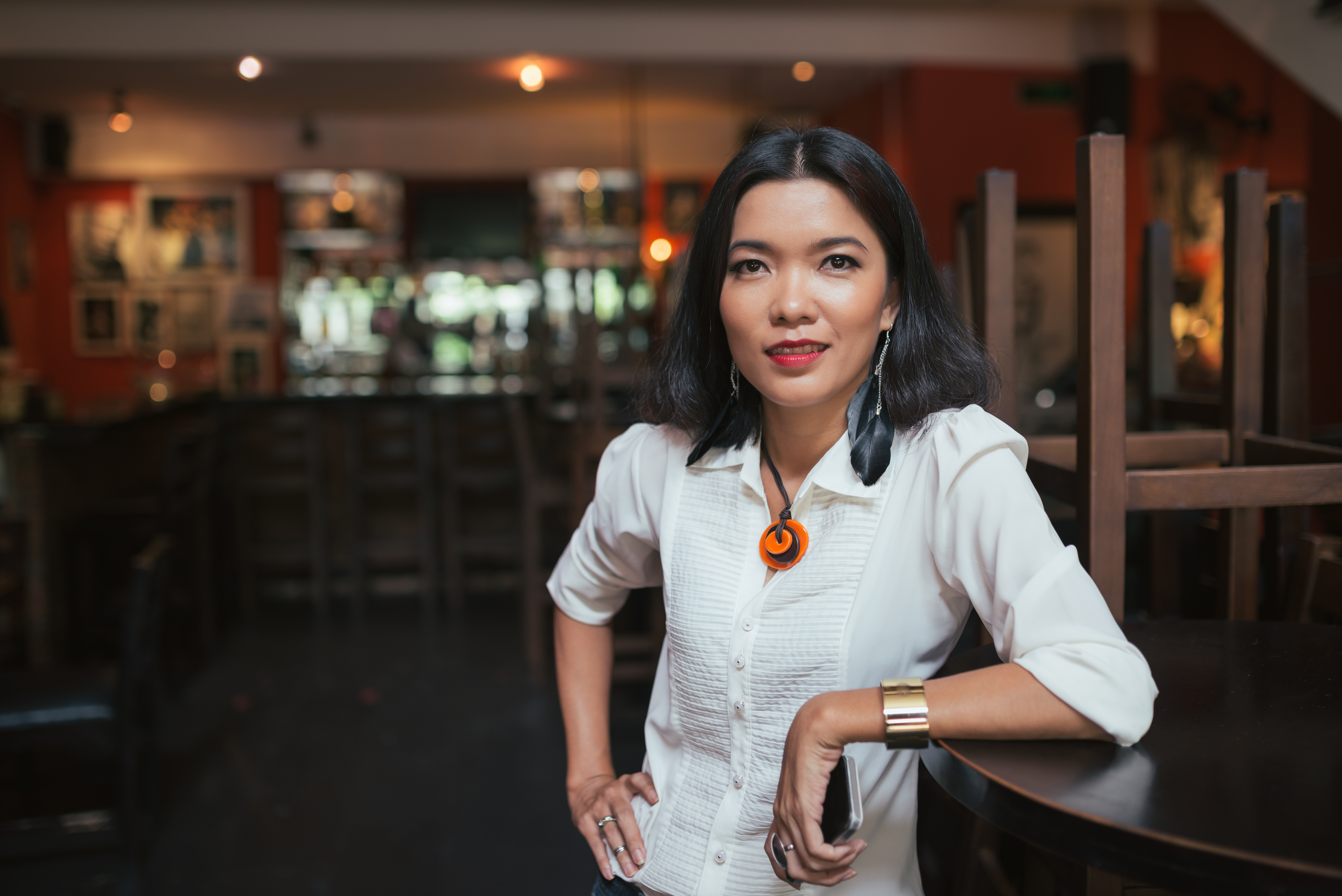 Bar owner looking at the camera