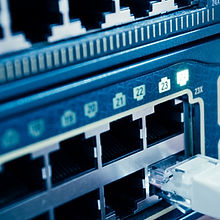 Network cable connected to a switch