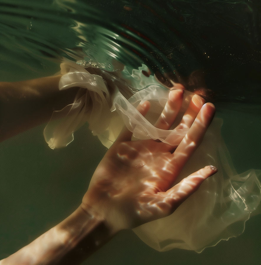 Gesto com a mão debaixo d'água