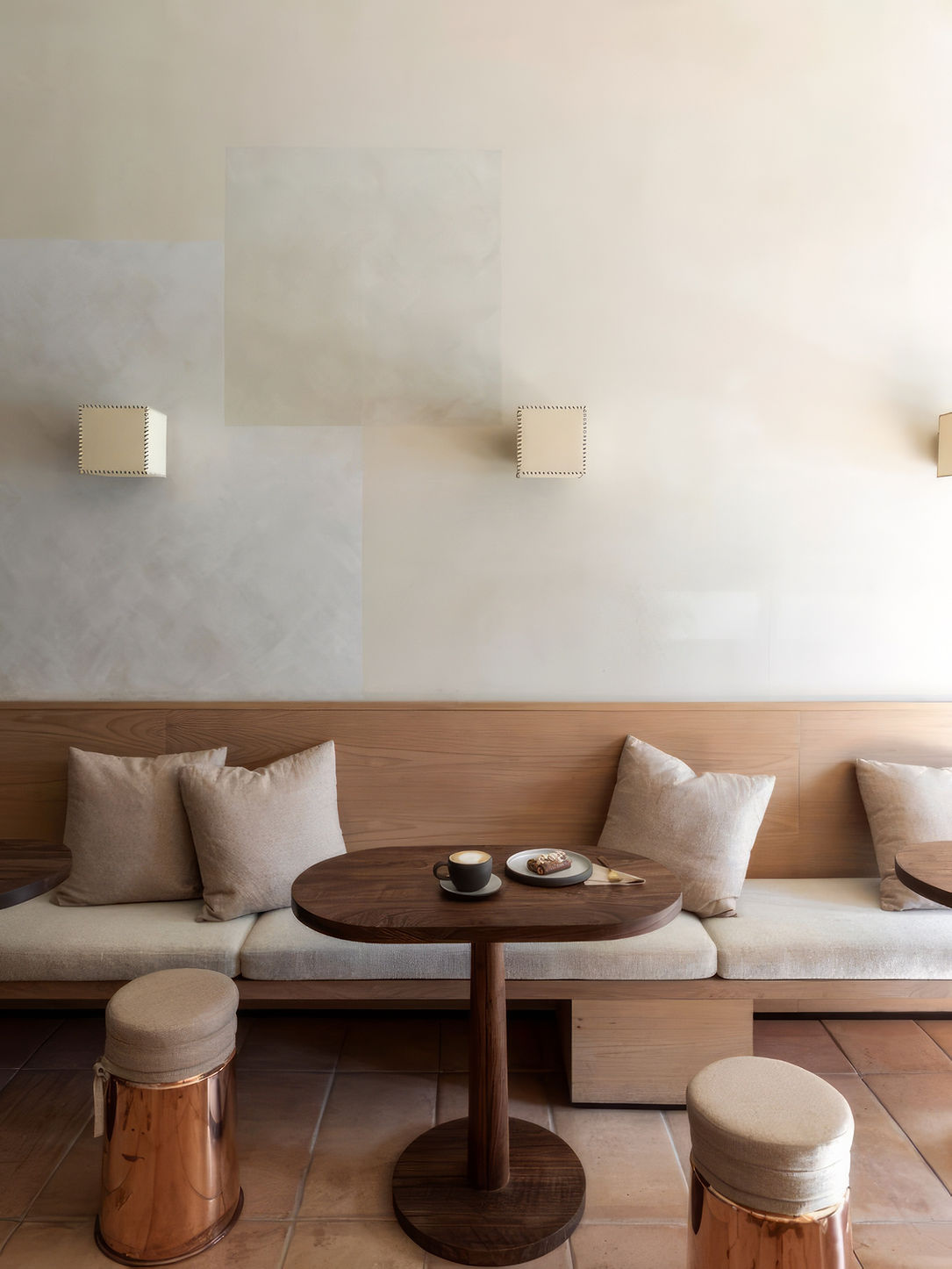 Minimalist cafe seating area