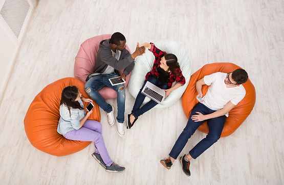 Friends on Bean Bags