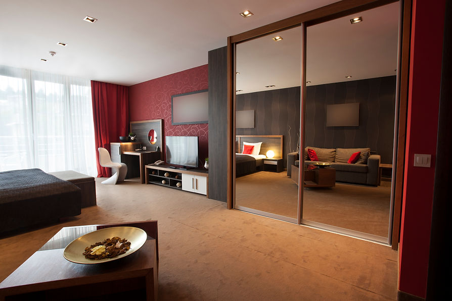 Modern luxury hotel room interior