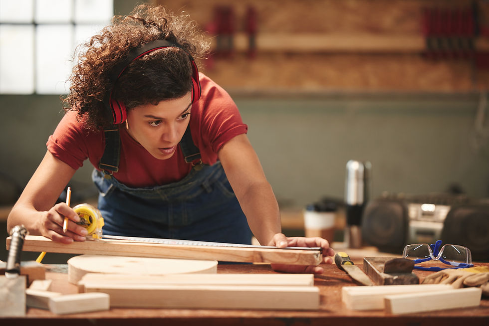 Woman Measuring Wood