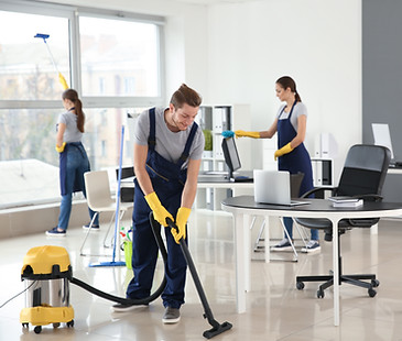 People cleaning an office