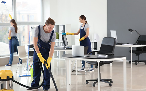 People cleaning an office