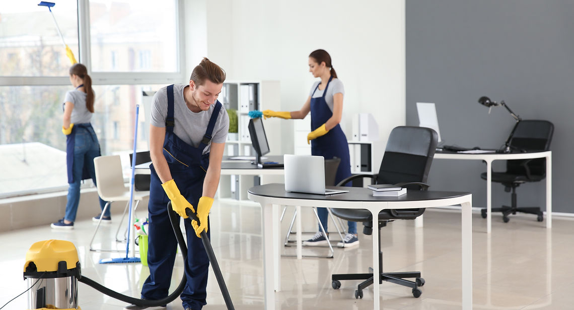 People cleaning an office
