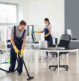 People cleaning an office