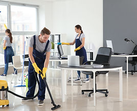People cleaning an office