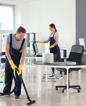 People cleaning an office