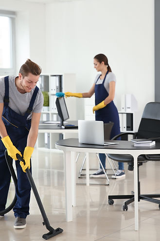 People cleaning an office