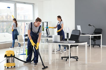 People cleaning an office