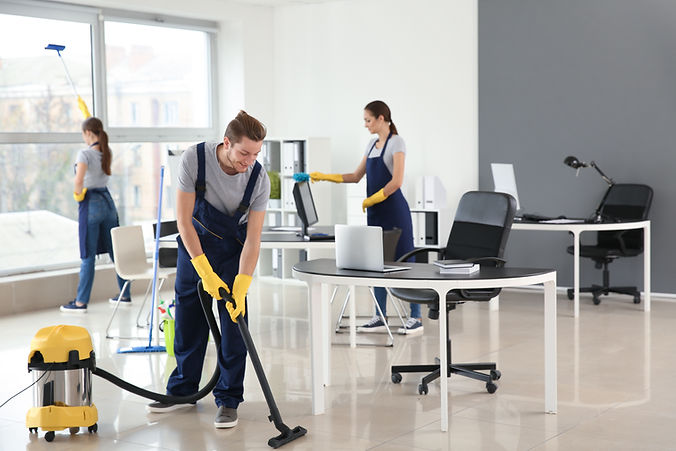 People cleaning an office