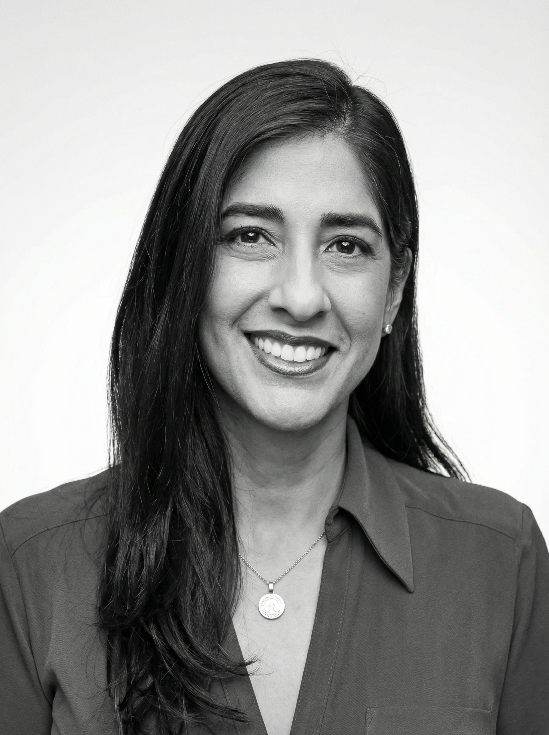 Smiling Black-And-White Portrait