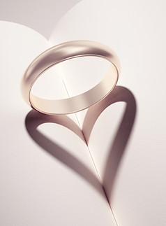 Gold ring heart shadow