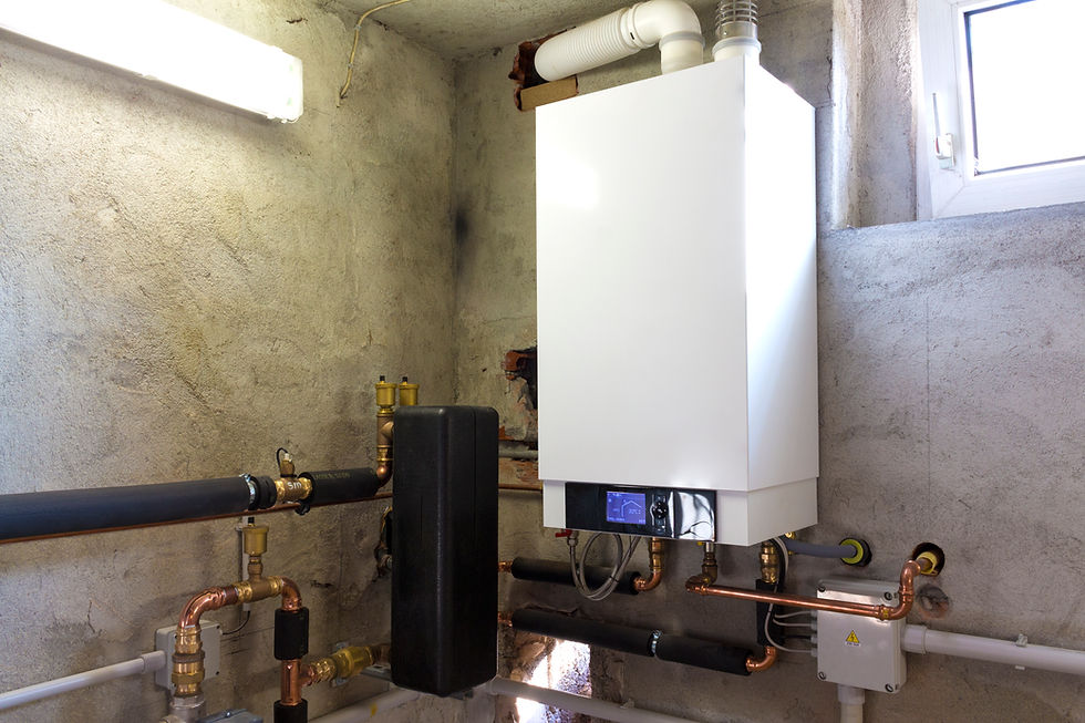 Condensing gas boiler in the boiler room