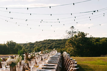outdoor event dining at sunset
