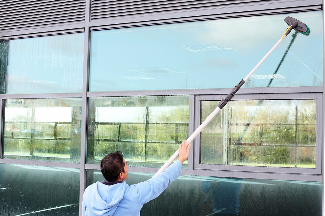 Window cleaner using the water fed pole system