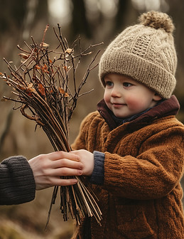 Child Holding Sticks
