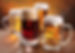 Cool beer mugs over wooden table
