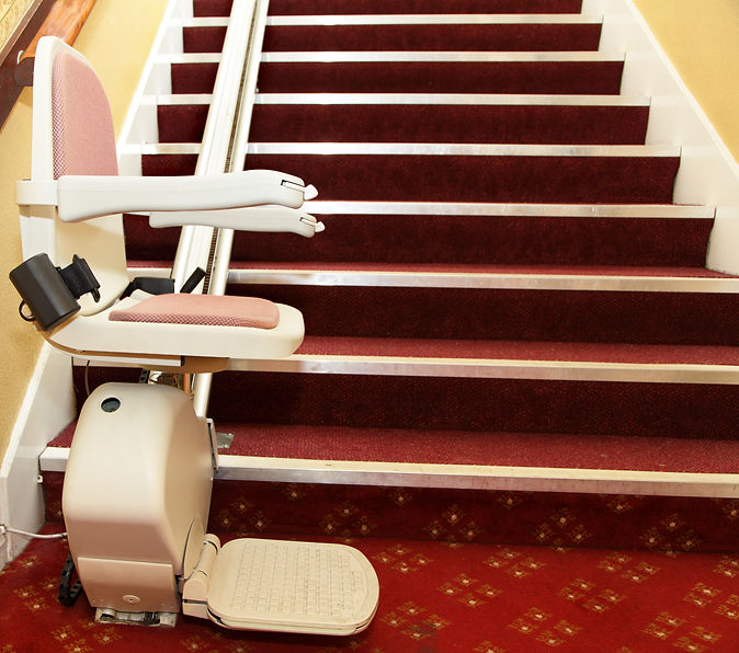Close up of a generic stair lift in a hotel