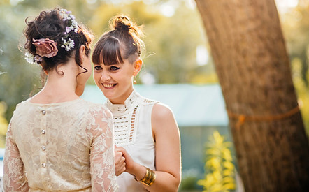 Outdoor wedding ceremony moment