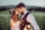 Romantic wedding couple outdoors