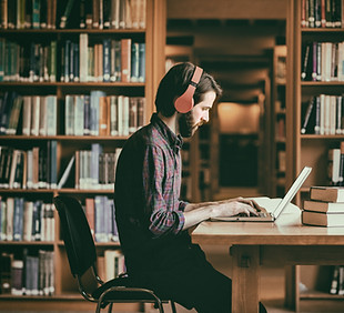 Student working on laptop