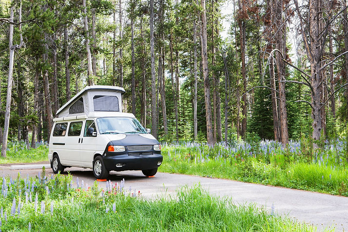 Camper van on rural road