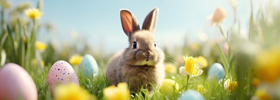 Hase mit Ostereiern