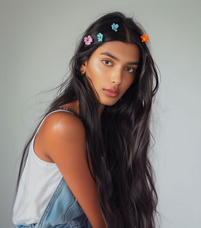 Woman with Floral Hairpins